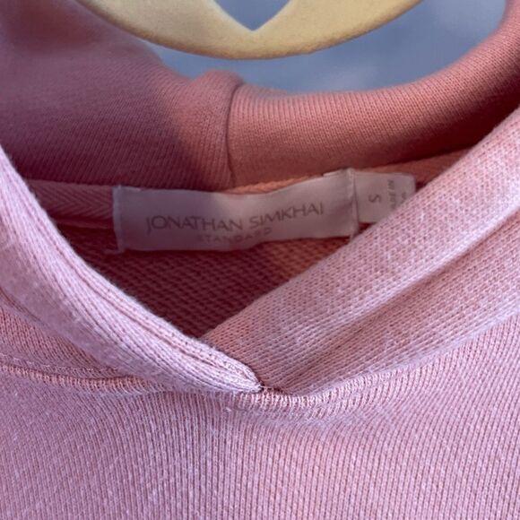 Jonathan Simkhai Annie Pink Cropped Drawstring Waist Pullover Hoodie | SZ S - Picture 8 of 10